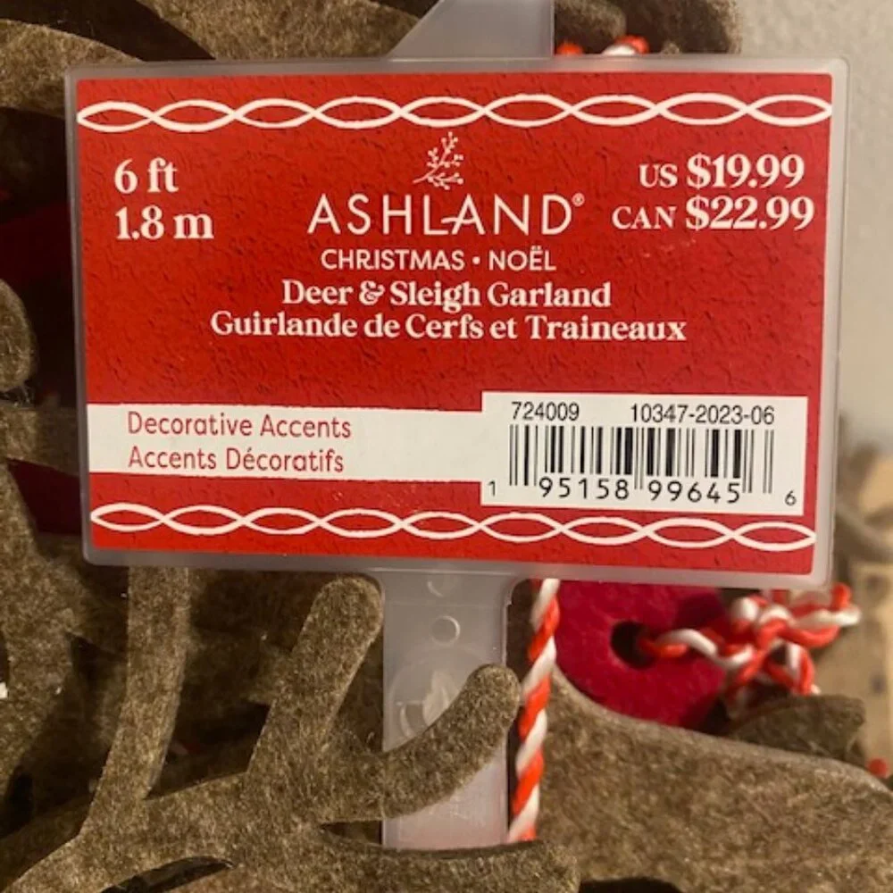 ASHLAND Christmas Deer&Sleigh Garland Decor 6ft 1.8m